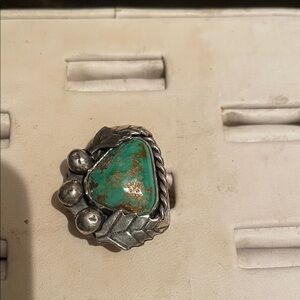 Sterling Silver Turquoise Statement Ring - Green Stone